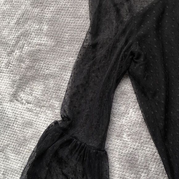 336. Maurice’s Embroidered Black Sheer Top - Picture 4 of 5